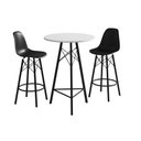 Ver imagem 6 de Conjunto Mesa Bistrô Redonda Estrutura em Ferro Preto com Tampo Branco com 2 Banquetas Eames Preta