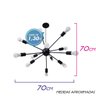 Pendente Sputnik Atom 70cm Preto + 12 Lâmpadas LED 12W A60 3000K St598 - 2