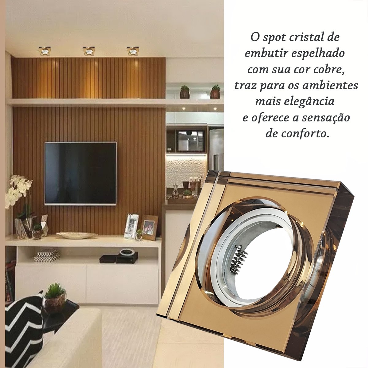 Spot Cristal Quadrado Embutir Cobre Gu10 Dicroica Ac594 - 2