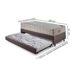 Bicama Box Solteiro Corino Linho 88x188x28 Cm com Colchão Airtech Ortobom Molas Ensacadas - 2