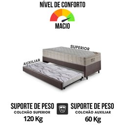 Bicama Box Solteiro Corino Linho 88x188x28 Cm com Colchão Airtech Ortobom Molas Ensacadas - 6