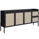 Ver imagem 1 de Aparador Buffet para Sala de Jantar 183cm Pés Madeira Moss A03 Nero Preto - Lyam Decor