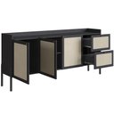 Ver imagem 5 de Aparador Buffet para Sala de Jantar 183cm Pés Madeira Moss A03 Nero Preto - Lyam Decor