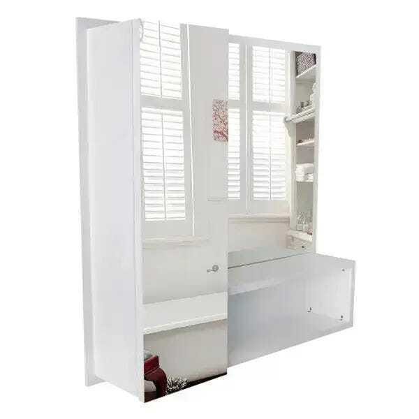 Armário Mdf Para Banheiro Com Espelho Na Porta Espelheira, branco - Dom Móveis - 2