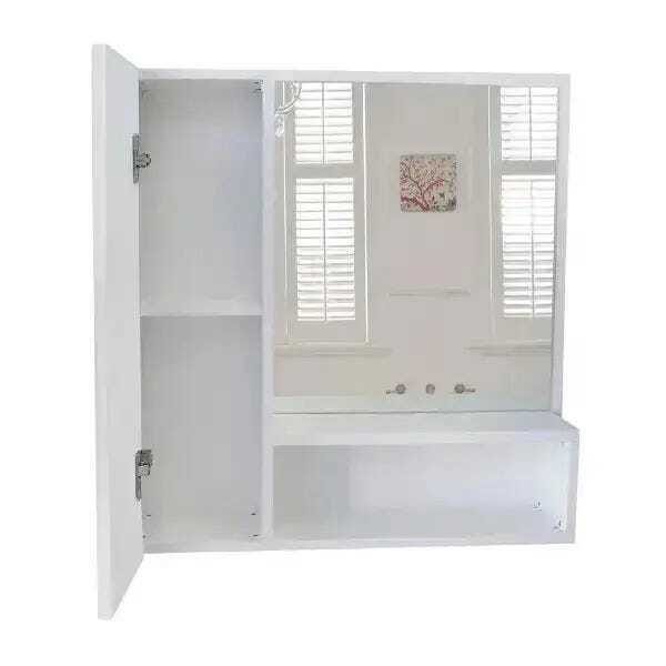 Armário Mdf Para Banheiro Com Espelho Na Porta Espelheira, branco - Dom Móveis - 3