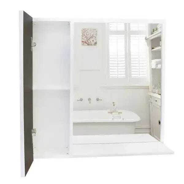 Armário Mdf para banheiro, Espelho, Prateleira - Espelheira cores, madeira clara - Dom Móveis - 3