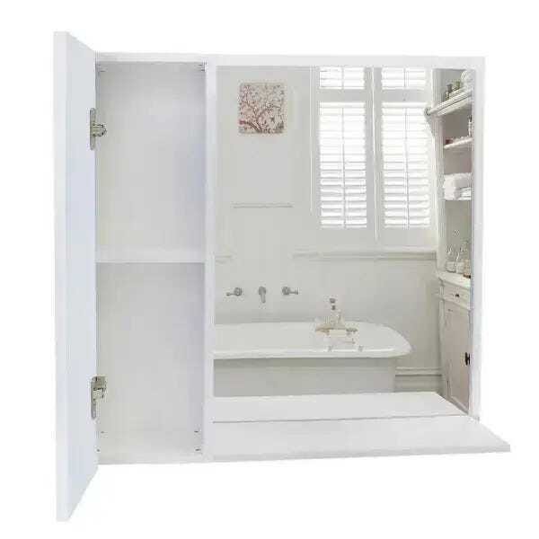 Armário Mdf para banheiro, Espelho, Prateleira - Espelheira cores, branco - Dom Móveis - 3