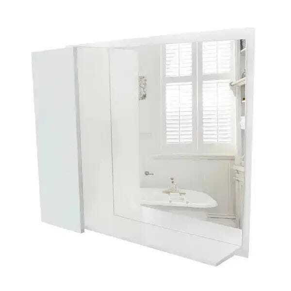 Armário Mdf para banheiro, Espelho, Prateleira - Espelheira cores, branco - Dom Móveis - 1