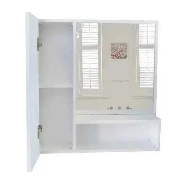 Armário Mdf Para Banheiro Com Espelho Espelheira Cores, branco - Dom Móveis - 3