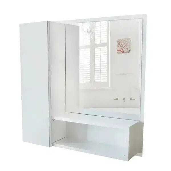 Armário Mdf Para Banheiro Com Espelho Espelheira Cores, branco - Dom Móveis