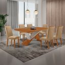 Ver imagem 2 de Mesa de Jantar Yasmin 180cm Tampo MDF Canto Copo Laminado com 6 Cadeiras Lira
