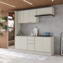Ver imagem 1 de Cozinha Compacta 5 Peças 100% MDF com Cristaleira e Tampo Henn Areia