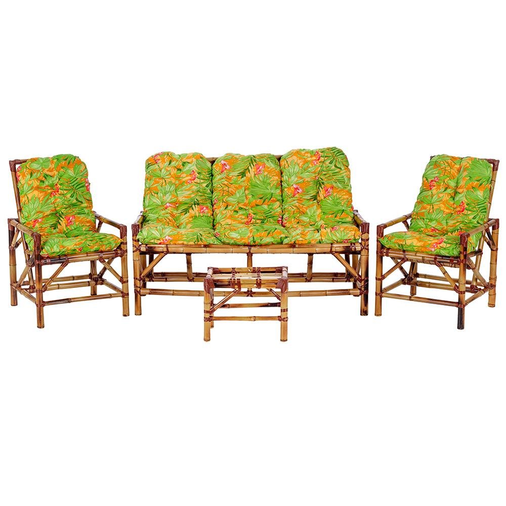 Jogo Jardim Sofa 3 Lugares 2 Cadeiras e Mesa Varanda Sacada Cancun Verao - 1