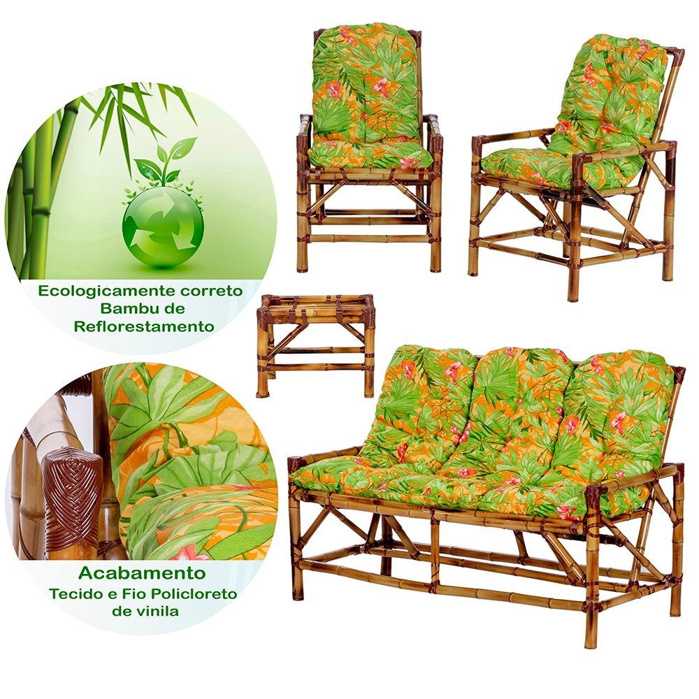 Jogo Jardim Sofa 3 Lugares 2 Cadeiras e Mesa Varanda Sacada Cancun Verao - 3