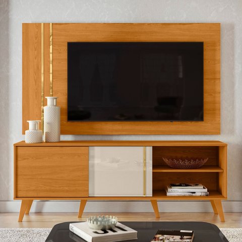 Estante Painel para Tv 60 Pol 160cm Orla Z10 Off/cinamomo - Mpozenato