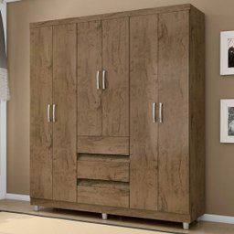 Guarda-Roupa Roupeiro Araplac 6 Portas e 3 Gavetas com Pés - Madeirado - 2