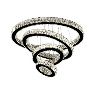 Pendente 4 Anéis Cristal Led 77W 3000K Bivolt Ideal Para Pé Direto Duplo PARIS LUZ