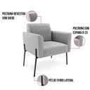 Ver imagem 5 de Sofá Namoradeira e 2 Poltronas Pé de Ferro Preto Marisa Suede Cinza D03 - D'Rossi