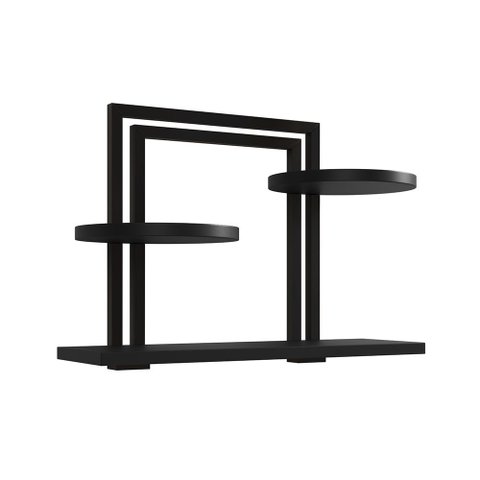 Nicho Decorativo Bali em Estilo Industrial para Sala e Escritório - Ferro Preto Tampo Preto