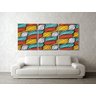 Quadro triplo painel abstrato para sala de estar pintado a mão grande nas cores amarelo e laranja - 5