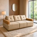 Ver imagem 1 de Sofá 3 Lugares 2,35m Living Leona Bom Pastor Linho Bege/caramelo