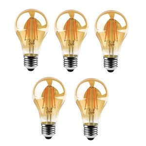 Kit 5x Lâmpada Filamento Led A60 Retrô Vintage Âmbar Bivolt