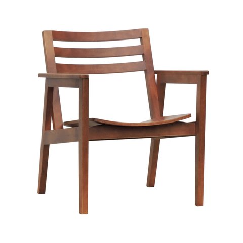 Poltrona Cairo Madeira Maciça Encosto Ripado Assento Anatômico - Amêndoa Madeira