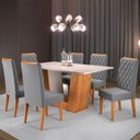 Ver imagem 1 de Mesa de Jantar 6 Lugares Squash Mel/Blonde/Veludo Cinza - Viero Móveis