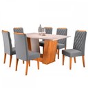 Ver imagem 3 de Mesa de Jantar 6 Lugares Squash Mel/Blonde/Veludo Cinza - Viero Móveis