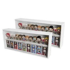 Expositor Funko Pop Mdf, Branco, 2 Vãos, Portas em Vidro, Kit 2 Unidades - Dom Móveis