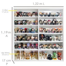 Expositor Mdf para Colecionáveis e Funko Pop, Portas em Vidro, 12 Vãos, Branco - Dom Móveis - 6