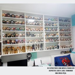 Expositor Mdf para Colecionáveis e Funko Pop, Portas em Vidro, 12 Vãos, Branco - Dom Móveis - 5