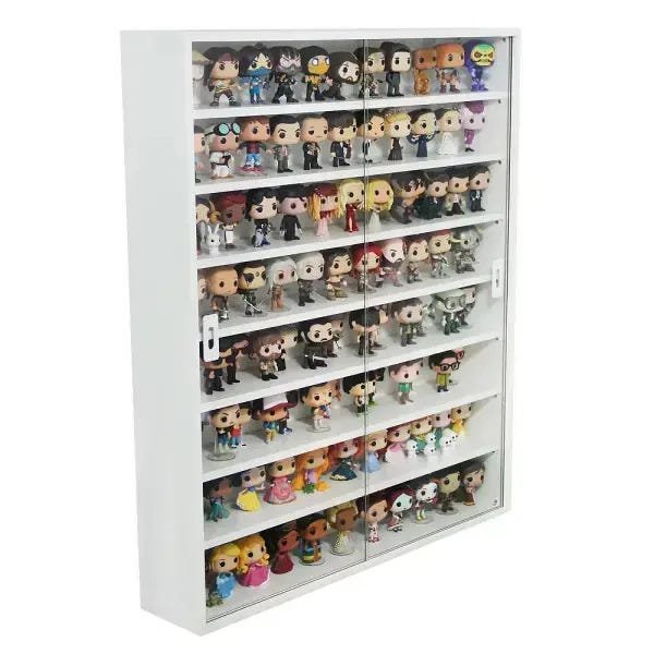 Expositor Funko Pop (Para 100 Pops) MDF, Portas em Vidro, 8 Vãos, Dom Móveis - Branco - 3