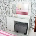 Ver imagem 1 de Penteadeira Camarim Mdf Completa 5 Gavetas, Espelho, Vidro, Parte Elétrica Pronta - Dom Móveis