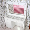 Ver imagem 3 de Penteadeira Camarim Mdf Completa 5 Gavetas, Espelho, Vidro, Parte Elétrica Pronta - Dom Móveis