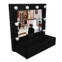 Ver imagem 1 de Penteadeira Camarim MDF Suspensa Completa, Espelho, 2 gavetas - preto - Dom Móveis