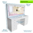 Ver mais imagens de Penteadeira Camarim Mdf Completa,9 Gavetas, Espelho, Vidro, Parte Elétrica Pronta - Dom Móveis