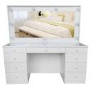 Ver imagem 2 de Penteadeira Camarim Mdf Completa,9 Gavetas, Espelho, Vidro, Parte Elétrica Pronta - Dom Móveis