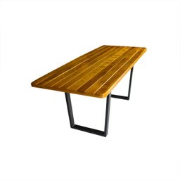 Mesa Rústica Com Bancos Design Pé De Ferro Madeira Maciça 2,00m - 3