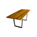 Ver imagem 3 de Mesa Rústica Com Bancos Design Pé De Ferro Madeira Maciça 2,00m