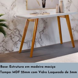 Aparador Slim Com Tampo de Vidro e Madeira Maciça Moveis Mix - 4