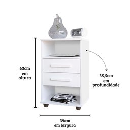 Mesa de Cabeceira Cielo Cor:branco Mizza Decor - 3