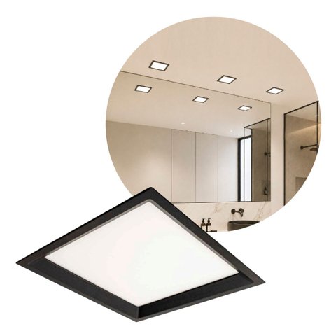 Painel LED Embutir Recuado 29,5x29,5cm Preto 24W 4000k Luz Neutra Opus ST1947