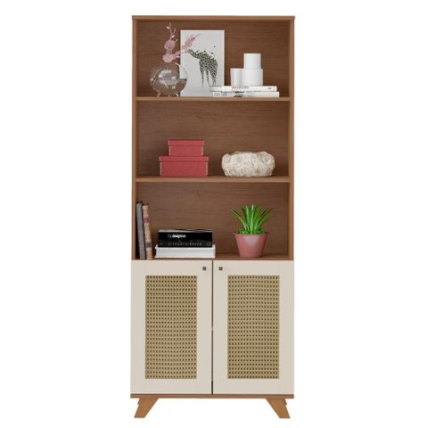Estante 2 Portas 3 Nichos 172x70 4708 Cinamomo Off White Arly