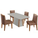 Ver imagem 2 de Mesa de Jantar Diane 120cm Tampo MDF Vidro Cadeiras Eloise Moderna Tork Naturale Serigrafia Off