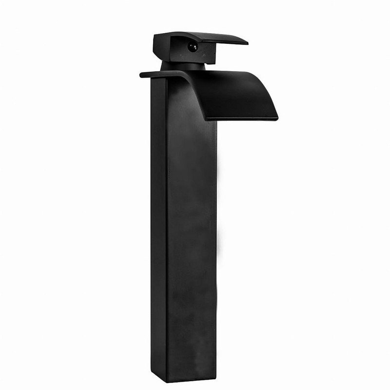 Kit Cuba de Sobrepor 42cm Vinho + Toneira Cascata Metal Preta / Black + Válvula click - 2