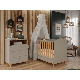 Berço Americano de Bebê Fendi MDF Vira Mini Cama Com Regulagem Altura E Pés Madeira - 4