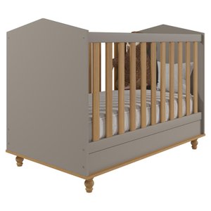 Berço Americano de Bebê Fendi MDF Vira Mini Cama Com Regulagem Altura E Pés Madeira