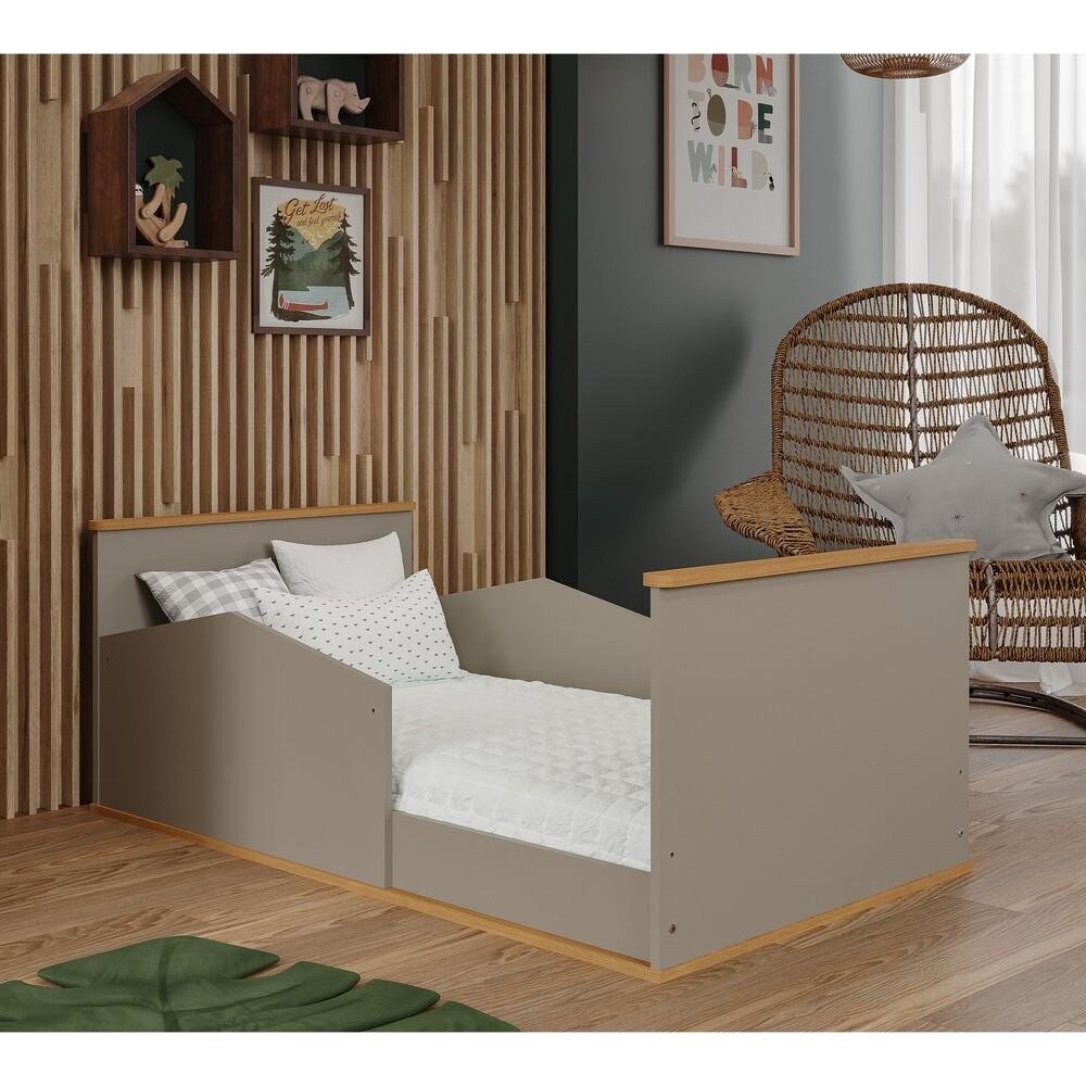 Berço Americano de Bebê Fendi MDF Vira Mini Cama Com Regulagem Altura E Pés Madeira - 5