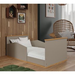 Berço Americano de Bebê Fendi MDF Vira Mini Cama Com Regulagem Altura E Pés Madeira - 5